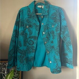Chico's Vintage 90s/Y2K Teal Denim Jacket